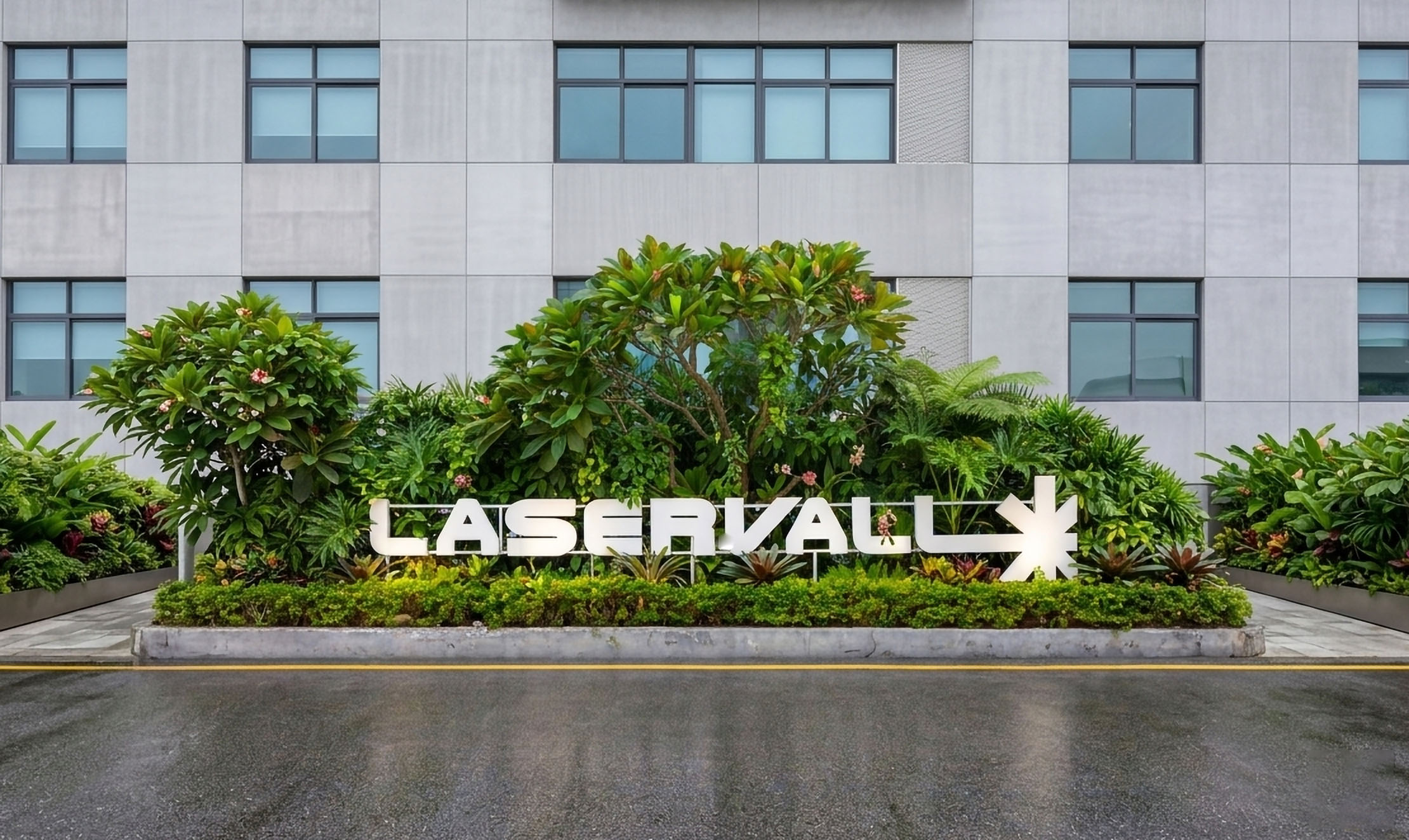 Laservall sign outside the headquarters